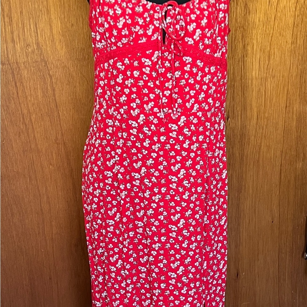 Aeropostale Vibrant Red Floral Dress with Tie-Front size XL